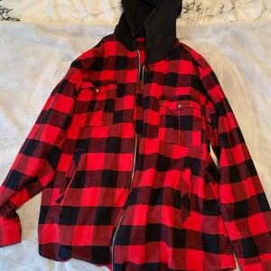 red and black flannel jacket